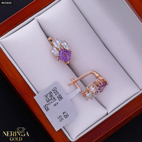 Rose gold english lock earrings #65800