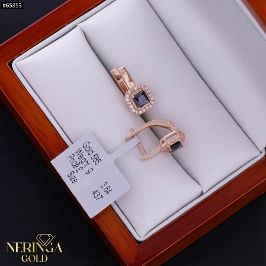 Rose gold english lock earrings #65853