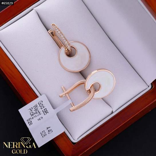 Rose gold english lock earrings #65829