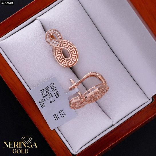 Rose gold english lock earrings #65948