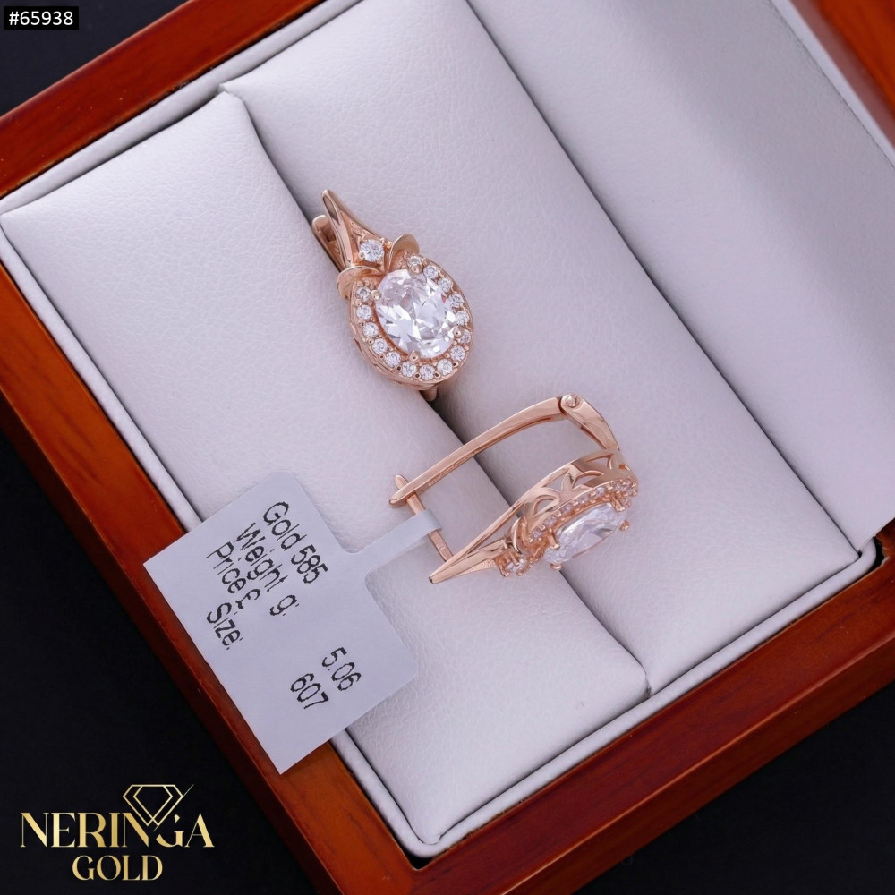 Rose gold english lock earrings #65938