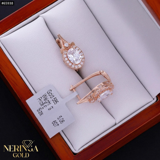 Rose gold english lock earrings #65938