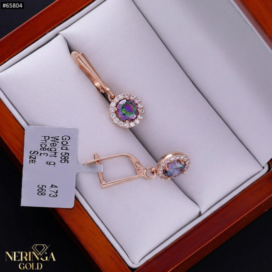 Rose gold english lock earrings #65804