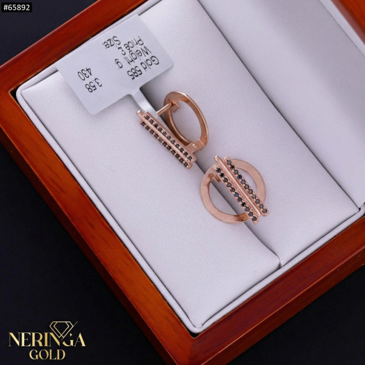 Rose gold english lock earrings #65892