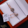 Rose gold english lock earrings #65841