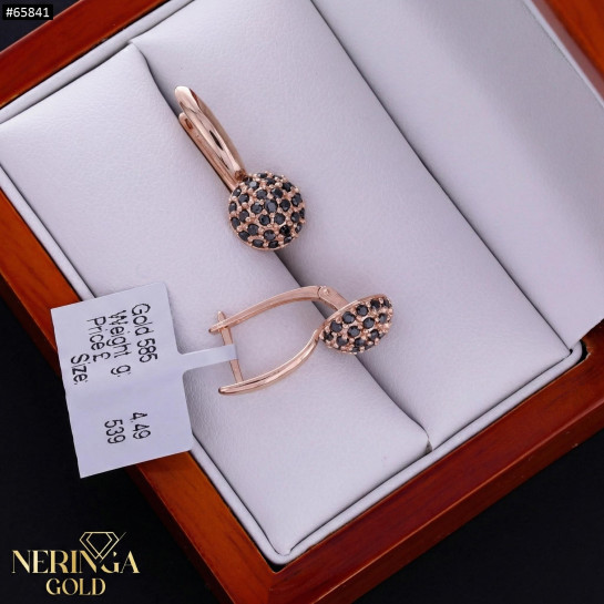 Rose gold english lock earrings #65841