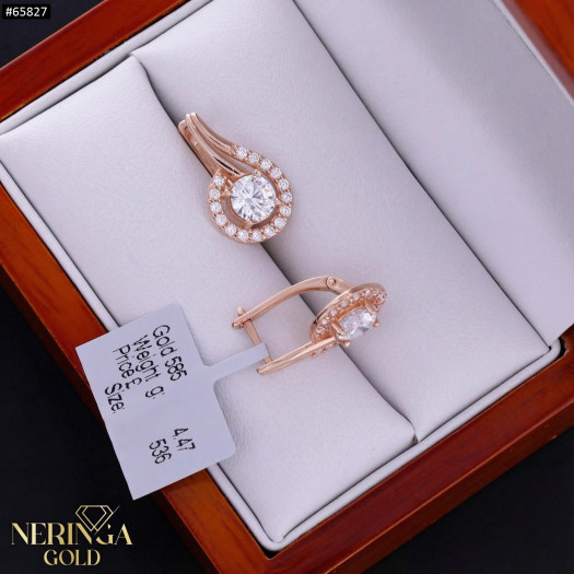 Rose gold english lock earrings #65827