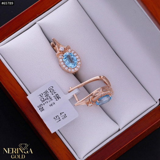 Rose gold english lock earrings #65789