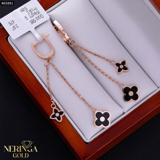 Rose gold english lock earrings #65891