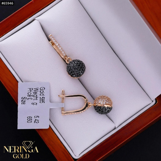 Rose gold english lock earrings #65946