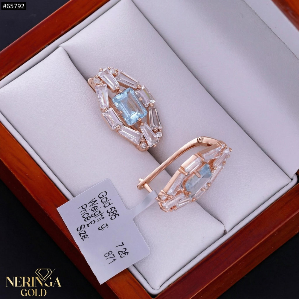 Rose gold english lock earrings #65792