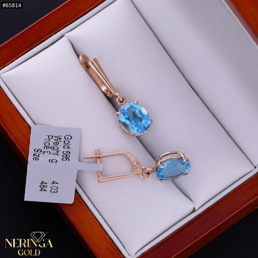 Rose gold english lock earrings #65814