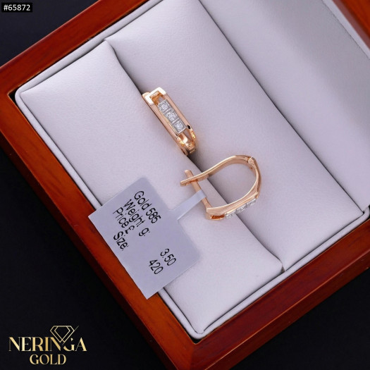Rose gold english lock earrings #65872