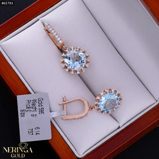 Rose gold english lock earrings #65793