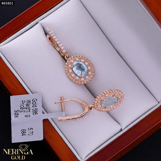 Rose gold english lock earrings #65801