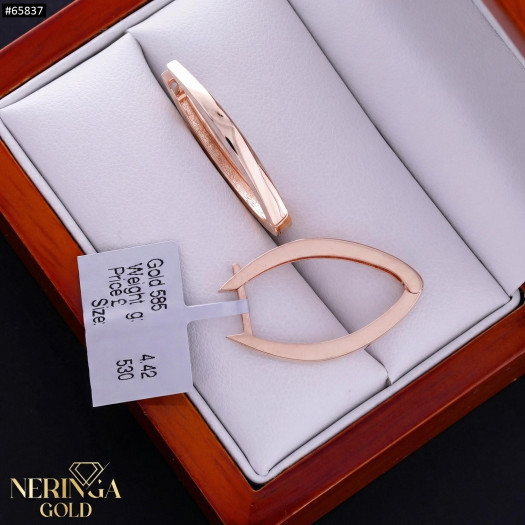 Rose gold english lock earrings #65837