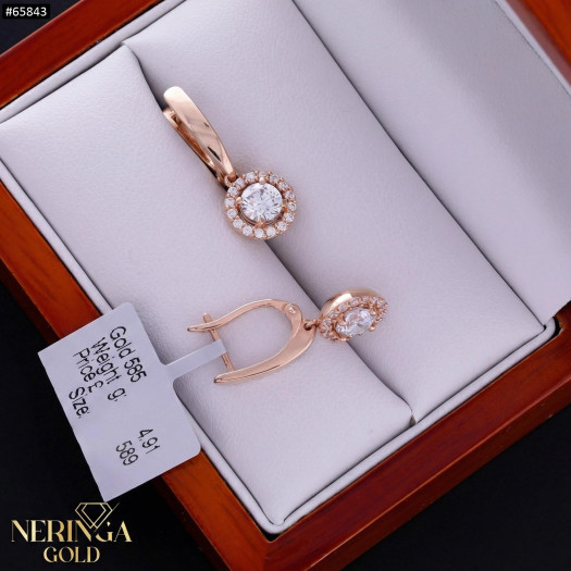 Rose gold english lock earrings #65843