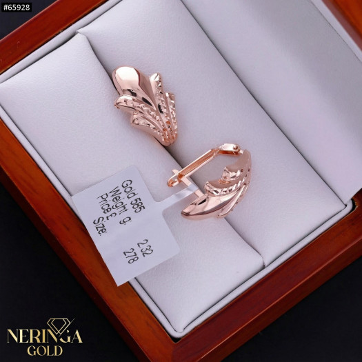 Rose gold english lock earrings #65928