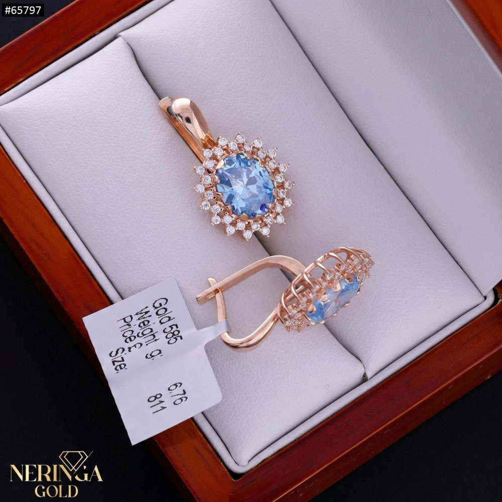 Rose gold english lock earrings #65797