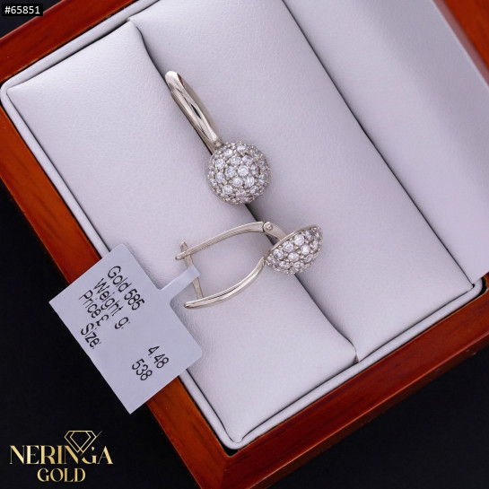 White gold english lock earrings #65851