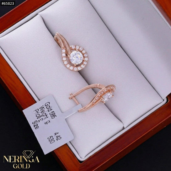 Rose gold english lock earrings #65823