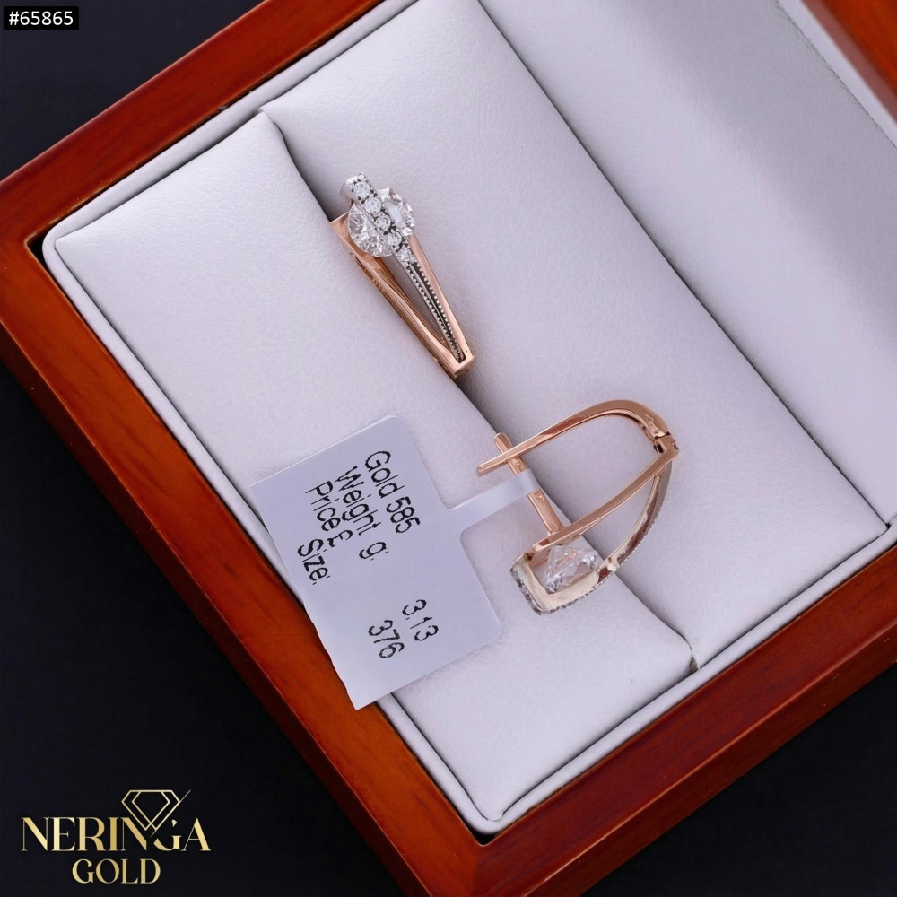 Rose gold english lock earrings #65865
