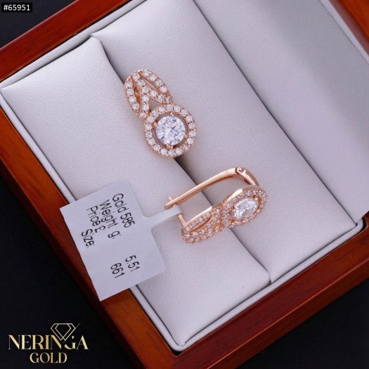 Rose gold english lock earrings #65951