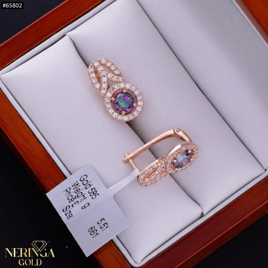 Rose gold english lock earrings #65802