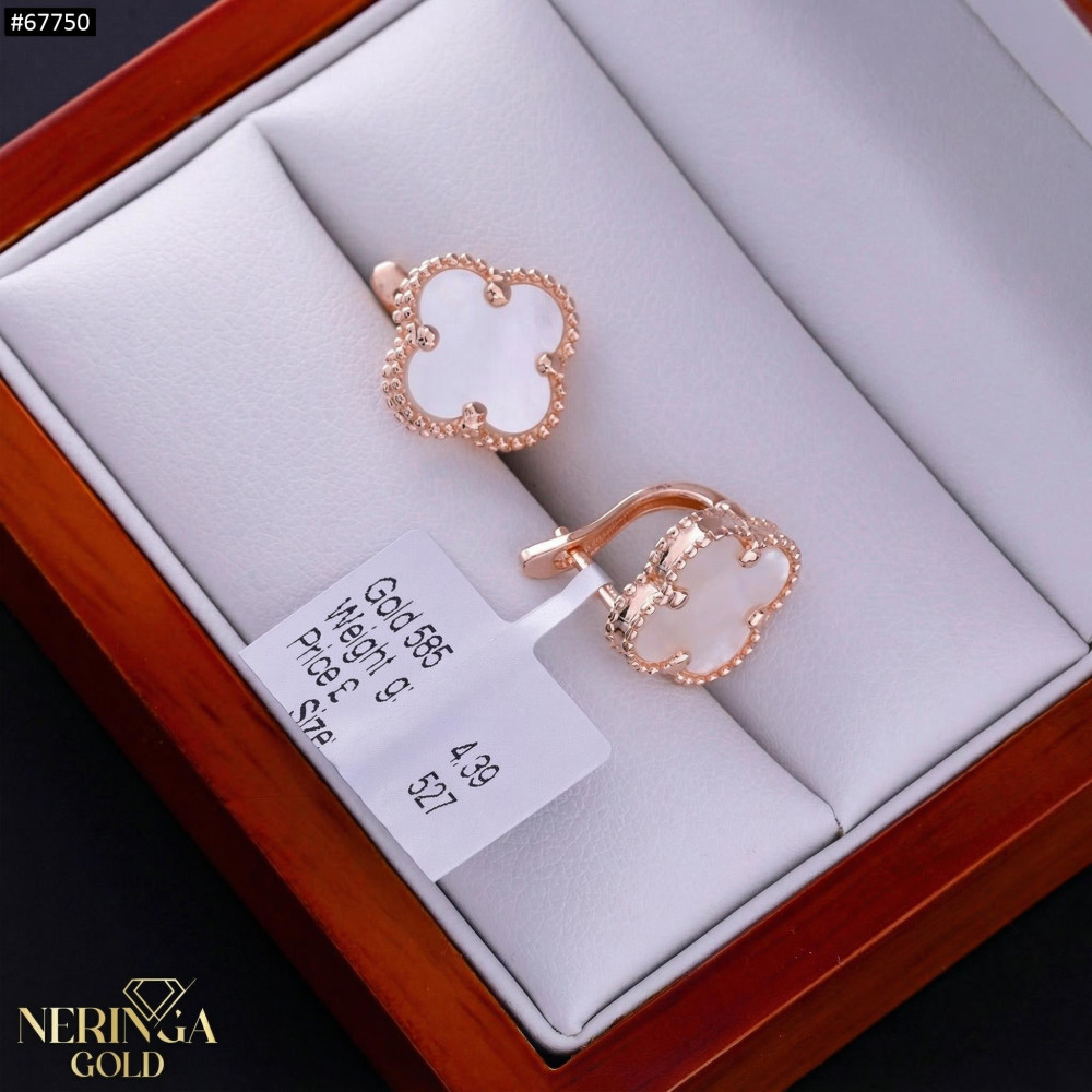 Rose gold english lock earrings #67750