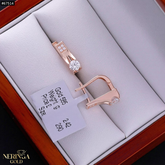 Rose gold english lock earrings #67514