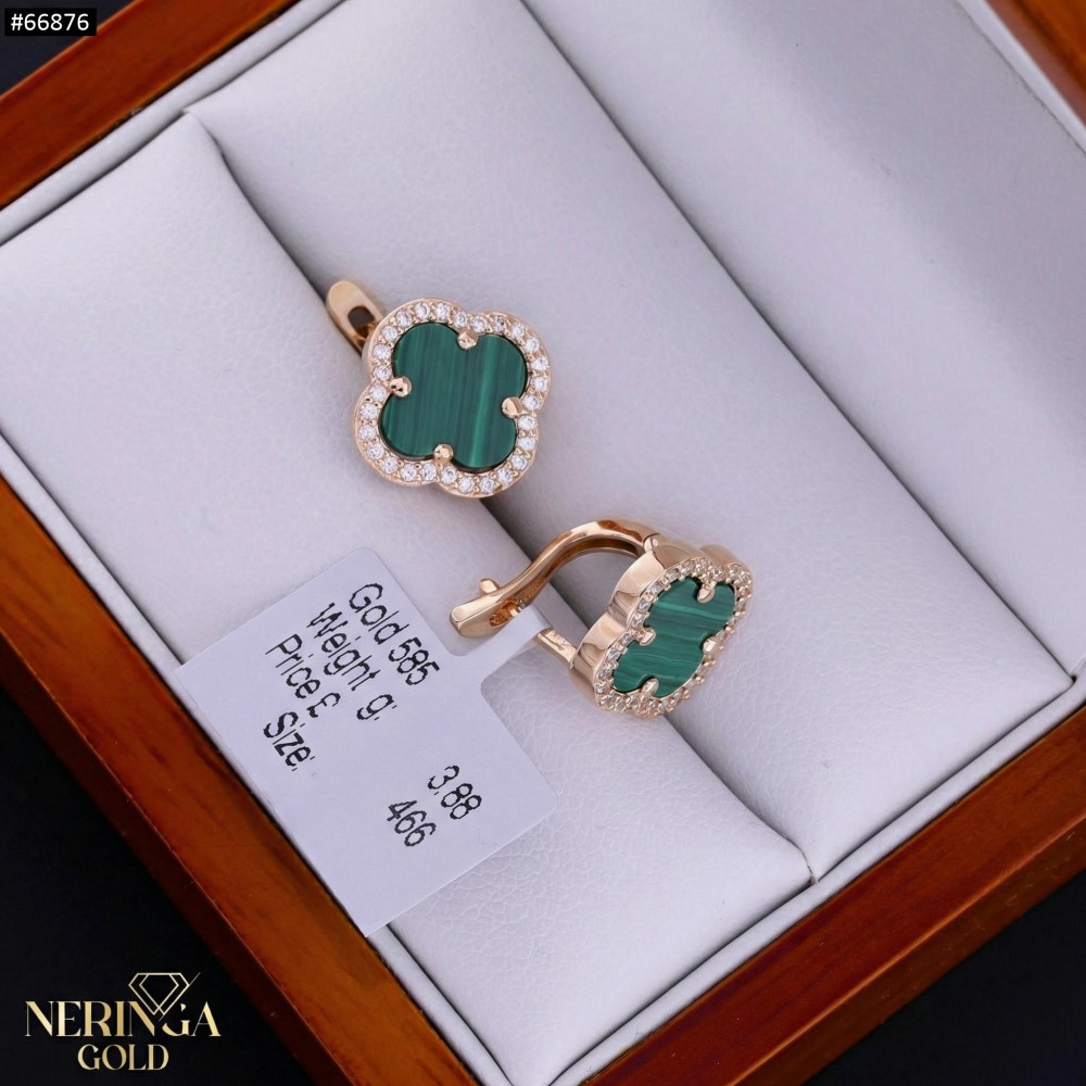 Rose gold english lock earrings #66876