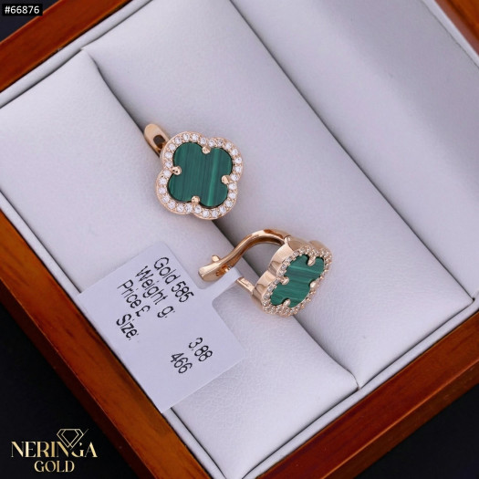 Rose gold english lock earrings #66876