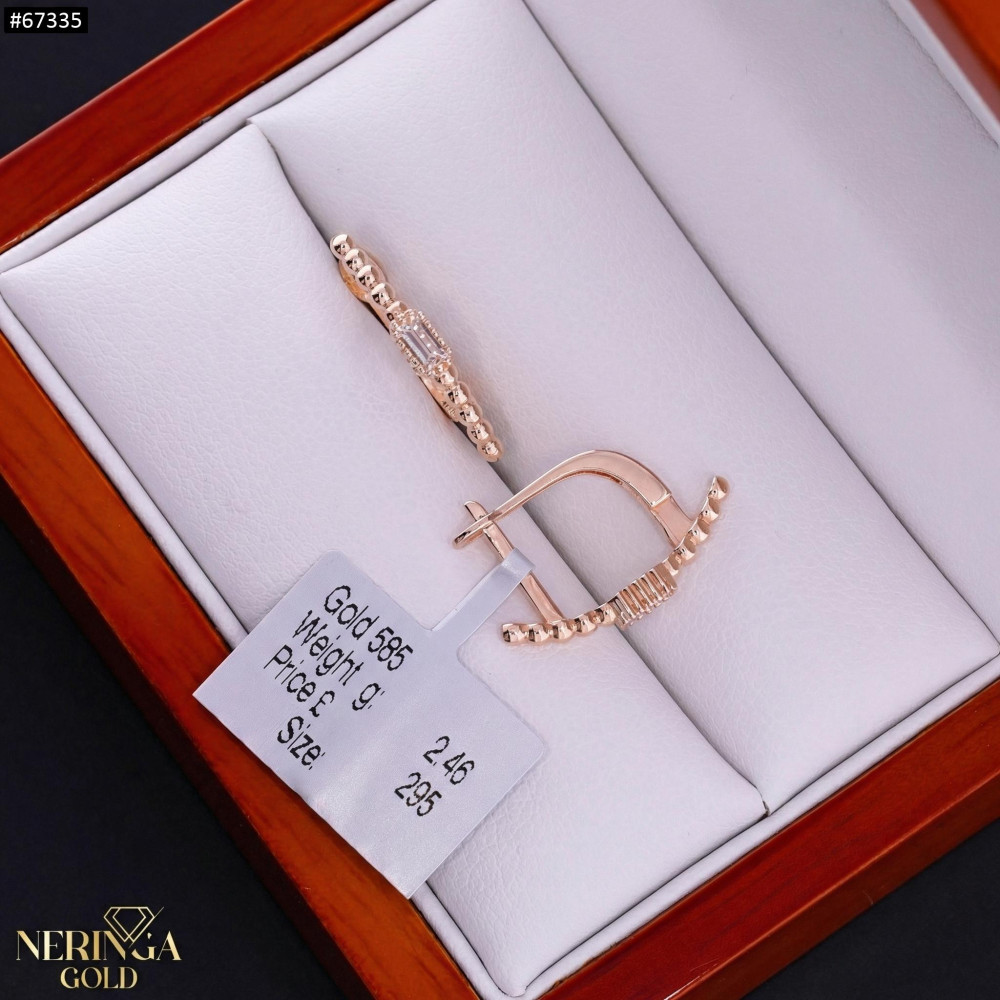 Rose gold english lock earrings #67335