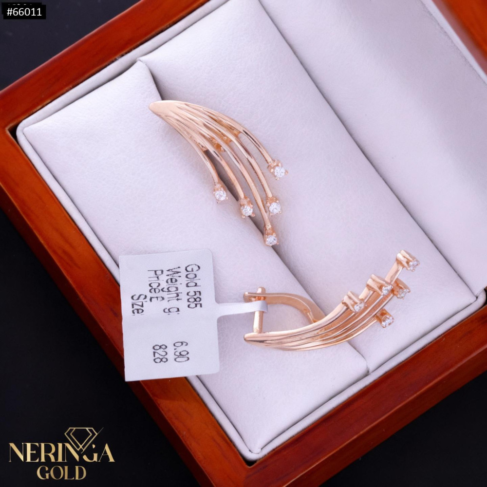 Rose gold english lock earrings #66011