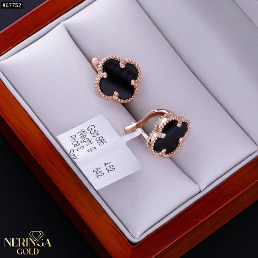 Rose gold english lock earrings #67752