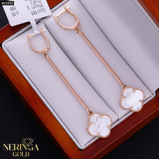Rose gold english lock earrings #65998