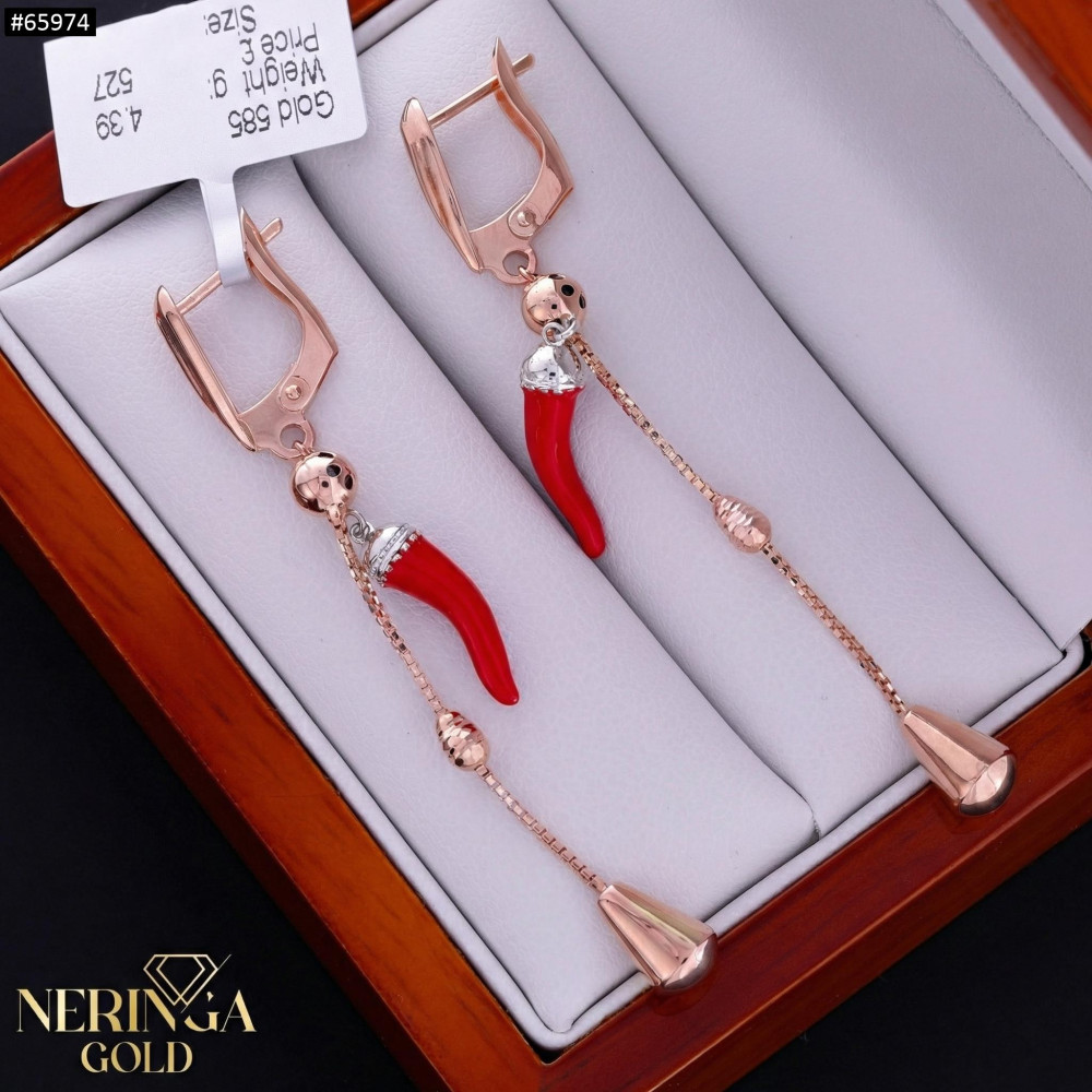 Rose gold english lock earrings #65974