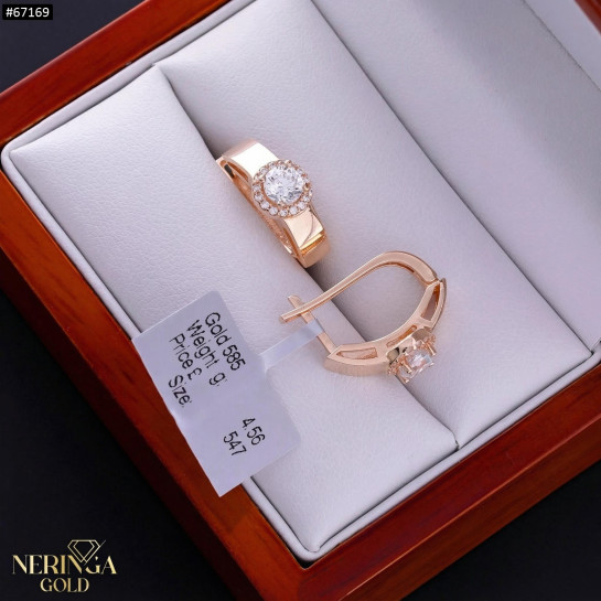 Rose gold english lock earrings #67169
