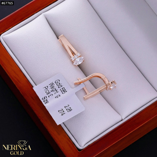 Rose gold english lock earrings #67765