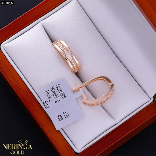 Rose gold english lock earrings #67816