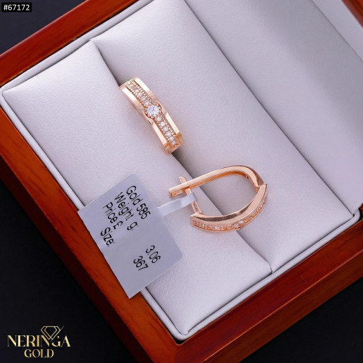 Rose gold english lock earrings #67172