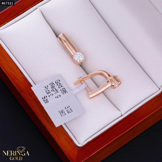 Rose gold english lock earrings #67331