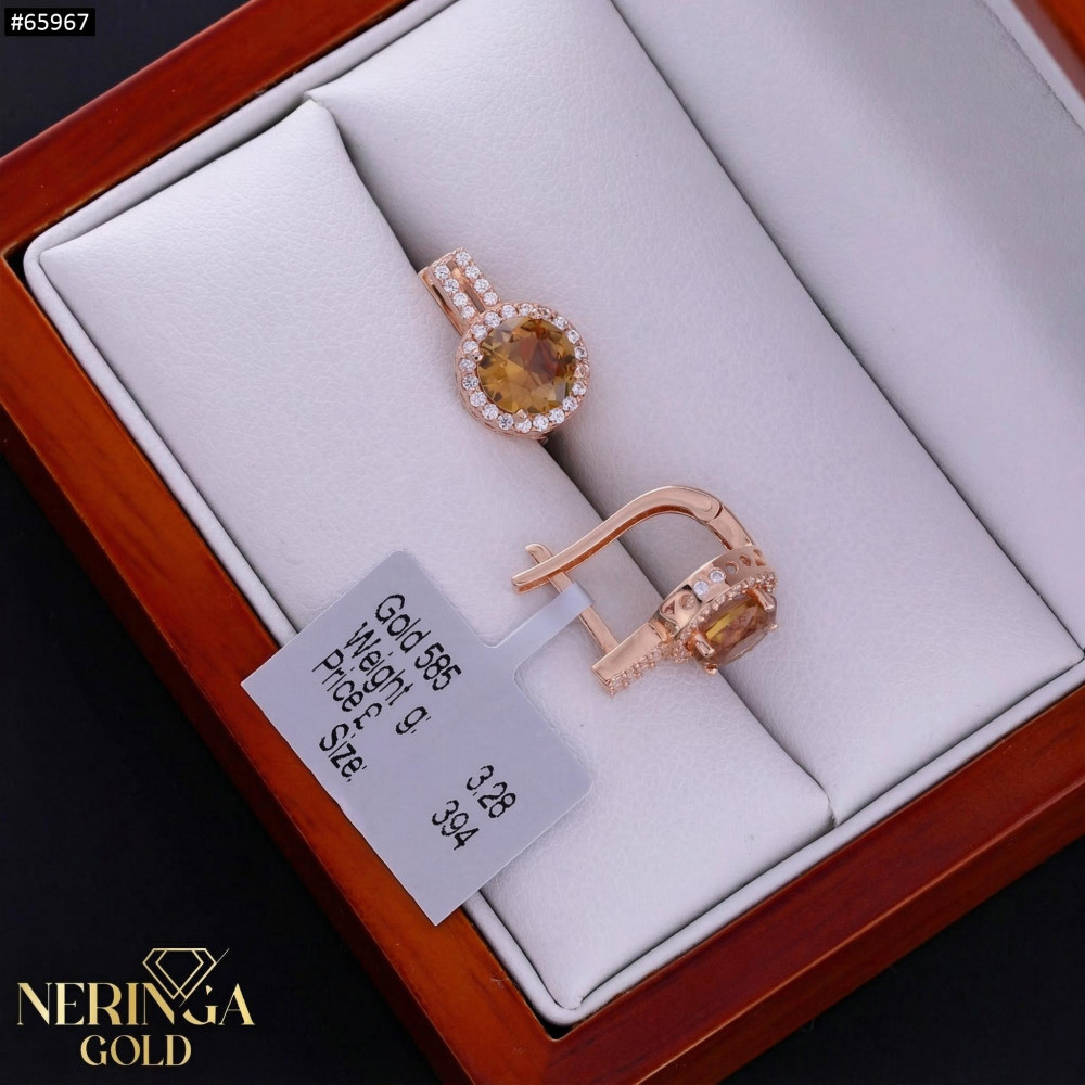 Rose gold english lock earrings #65967