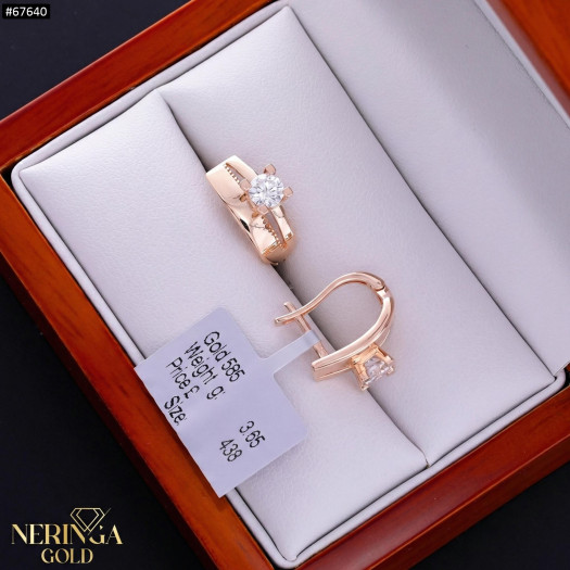 Rose gold english lock earrings #67640