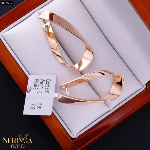 Rose gold english lock earrings #67637