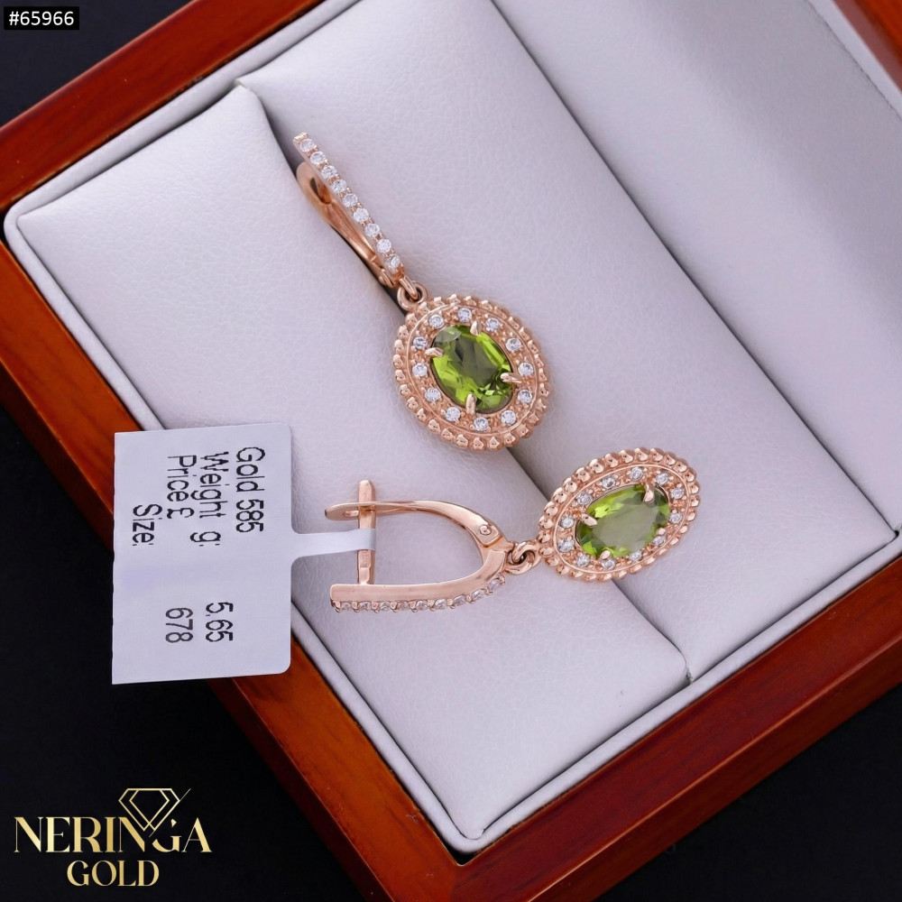 Rose gold english lock earrings #65966