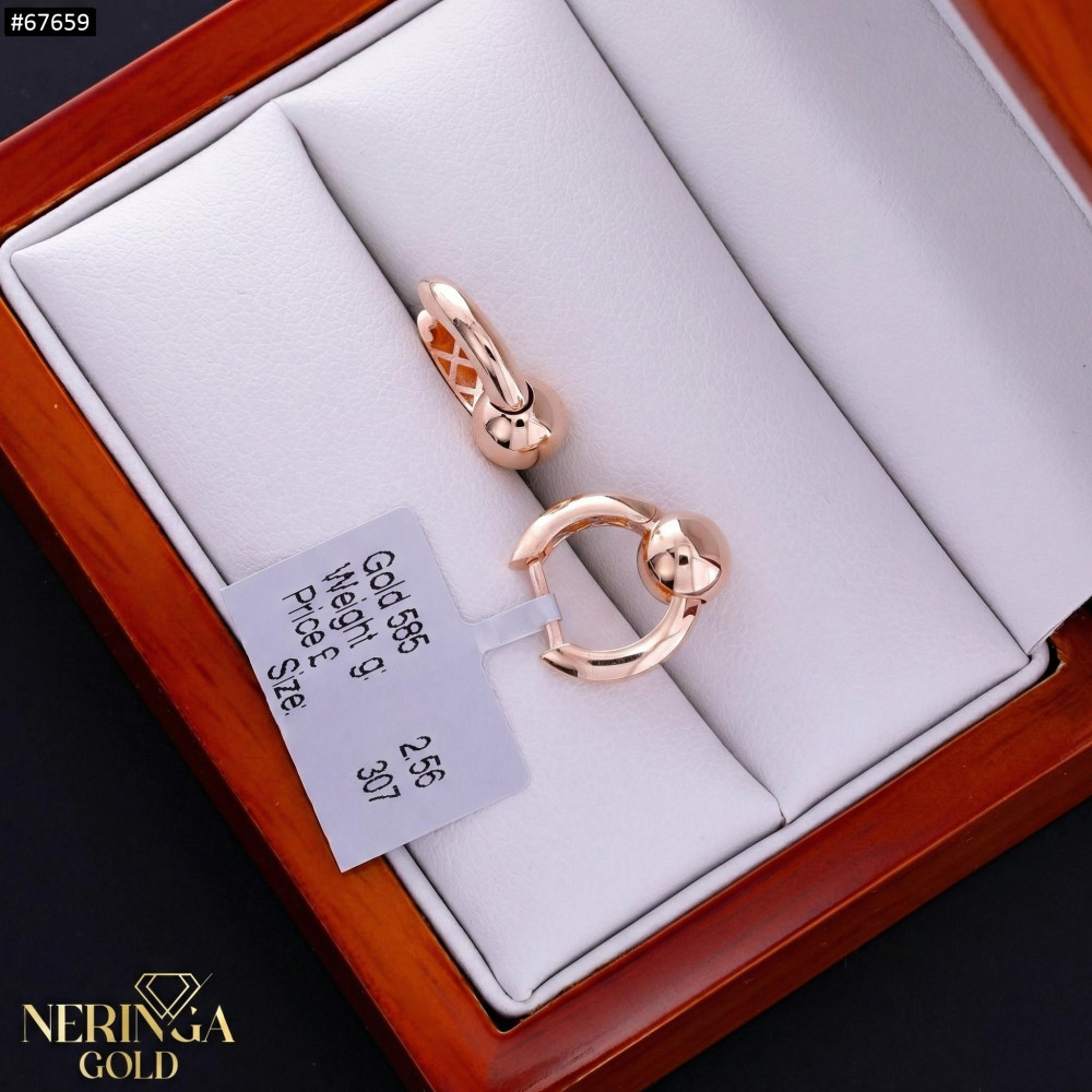 Rose gold english lock earrings #67659
