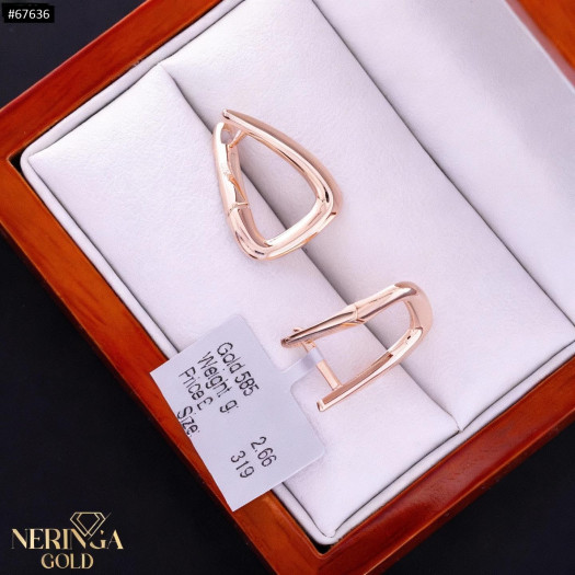 Rose gold english lock earrings #67636