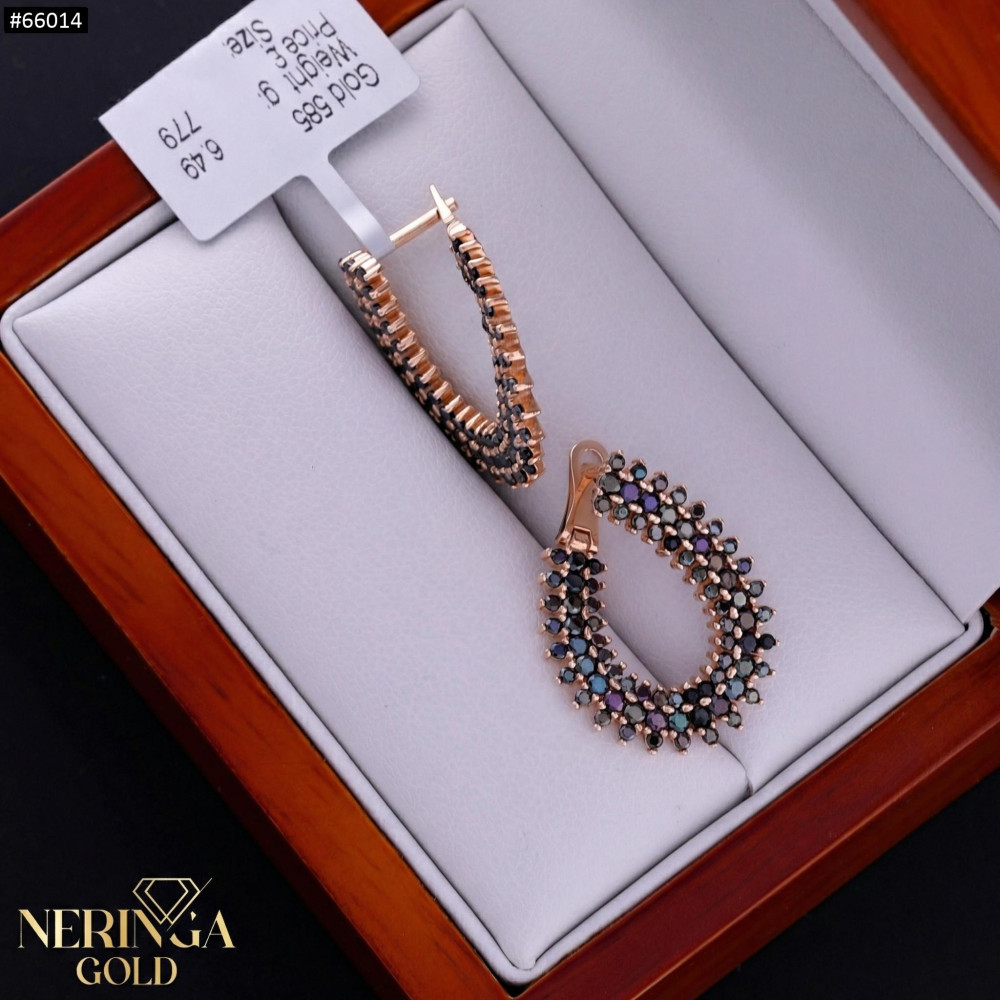 Rose gold english lock earrings #66014