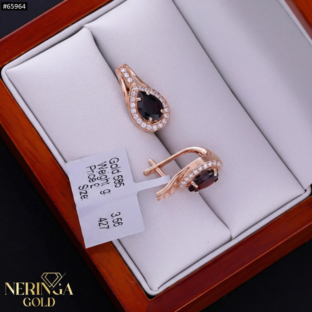 Rose gold english lock earrings #65964